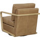 Castell Rustic Oak / Ludlow Sesame Leather Swivel Lounge Chair, Swivel